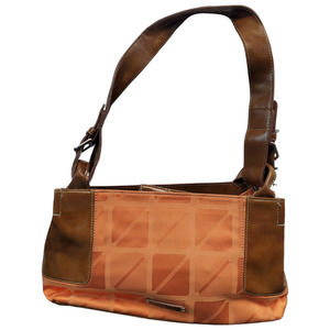 Nine & Co Shoulder Bag Women Orange Brown Leather Strap Inner Pocket with Wallet